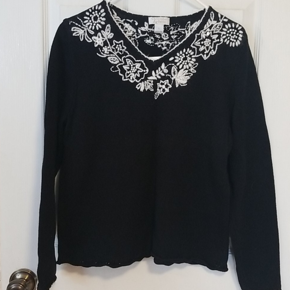Christopher & Banks Sweater Size Large Black White